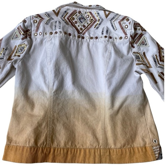 💫Boston Proper, multi-colored, abstract embroidered cotton jacket - Picture 2 of 6